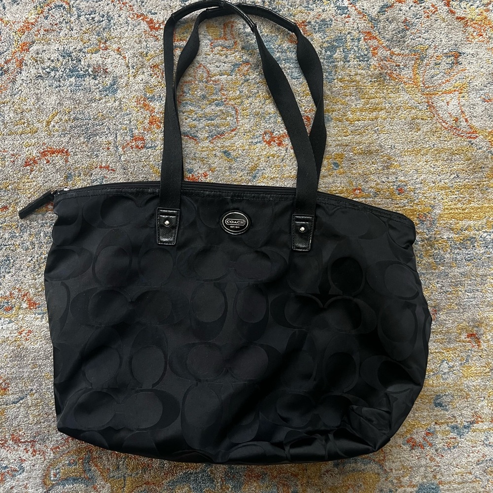 Coach Signature Black Nylon Tote Bag